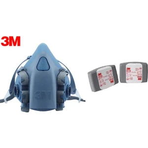 3m  7502 Yarım Yüz Gaz Maskesi ( M )+6038 Aktif Karbonlu Filtre