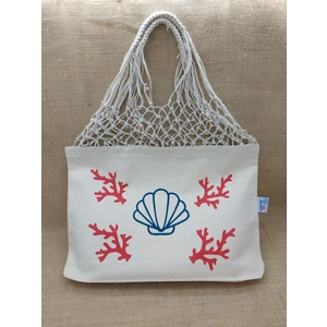 Deniz Kabuğu Desenli File Çanta