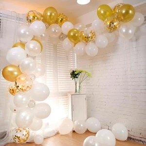 Patladı Gitti Gold Gümüş Beyaz Balon Zinciri Seti Konsept 1
