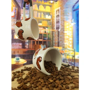 Kahve Benekli El Yapımı Seramik Kupa Bardak