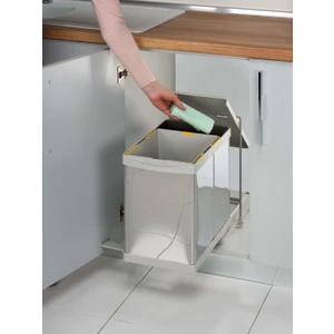 Steely 21300 Dolap Içi Çöp Kovası Raylı Paslanmaz Krom 16+1 Lt