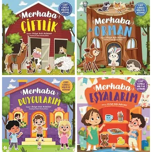 Merhaba Çiftlik - Merhaba Orman - Merhaba Duygularım - Merhaba Eşyalarım Seti Cırt Cırtlı Hikaye Kitapları