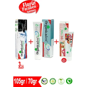 Doğal Diş Macunu + Aktif Karbonlu + Çocuk Diş Macunu (3'lü Paket)