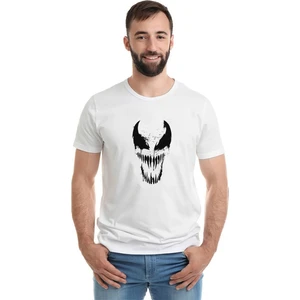 Venom Baskılı Beyaz Erkek Örme Tişört