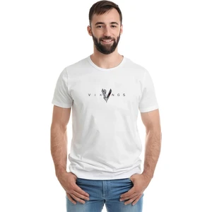 Vikings Baskılı Beyaz Erkek Örme Tişört