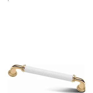 Asil Metal Yakut Lüks Modern Dolap Çekmece Kulpları 160 mm Altın-Beyaz