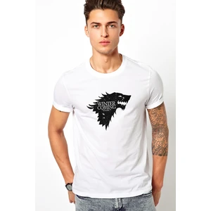 G O T Stark Baskılı Beyaz Erkek Örme T-shirt