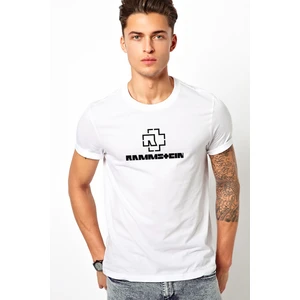 Rammstein Baskılı Beyaz Erkek Örme T-shirt