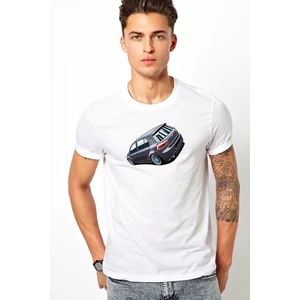 Vw Golf Gtı Baskılı Beyaz Erkek Örme Tişört