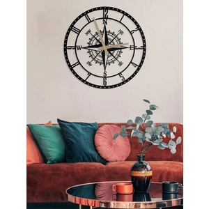 Metalium Concept Dekoratif Türkçe Rakamlı Metal Duvar Saati Pusula Temalı 45X45CM [1184-45x45]