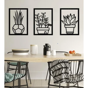 Metalium Concept Dekoratif Üçlü Set Metal Duvar Tablosu Sukulent Temalı 42X60CM x 3 Adet