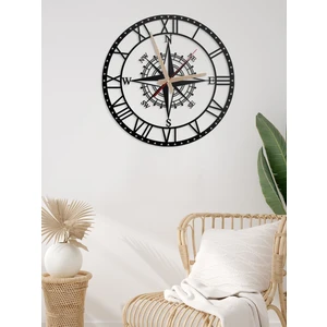 Metalium Concept Dekoratif Roma Rakamlı Metal Duvar Saati Pusula Temalı 60X60CM [2256-60x60]