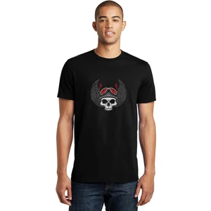 Kuru Kafa Kaanat Şimşek Gözlük Baskılı Siyah Erkek Örme Tshirt