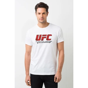Ufc Ultimate Fighting Championship Logo Baskılı Beyaz Erkek Örme Tshirt