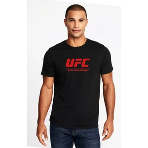 Ufc Logo Baskılı Siyah Erkek Örme Tshirt