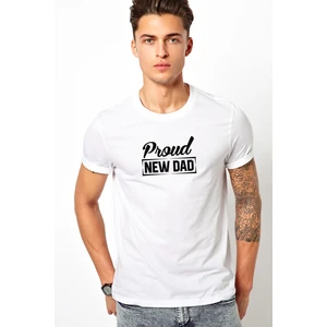 Proud New Dad Baskılı Beyaz Erkek Örme Tshirt