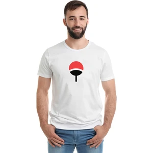 Uchiha Clan Baskılı Beyaz Erkek Örme Tshirt