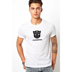 Transformers Baskılı Beyaz Erkek Örme Tshirt