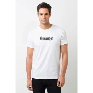 Gamer Lag Bug Loot Afk Baskılı Beyaz Erkek Örme Tshirt