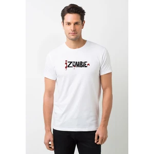 Zombie Logo Baskılı Beyaz Erkek Örme Tshirt