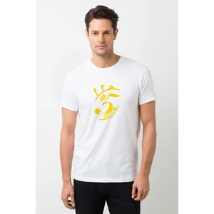 Aşk 5 Vakittir Baskılı Beyaz Erkek Örme Tshirt