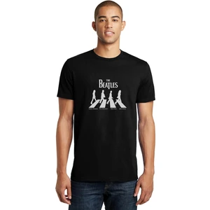 Abbey Road The Beatles Logo Müzik Beatles Baskılı Siyah Erkek Örme Tshirt