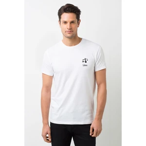 Terazi Burcu Baskılı Beyaz Erkek Örme Tshirt