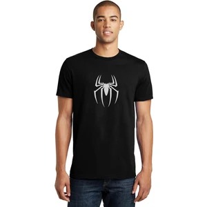 Spider Baskılı Siyah Erkek Örme Tshirt