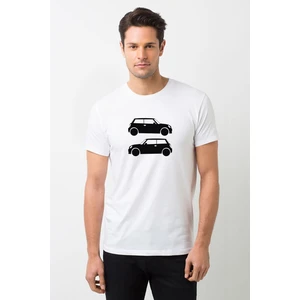 Mini Cooper Baskılı Beyaz Erkek Örme Tshirt