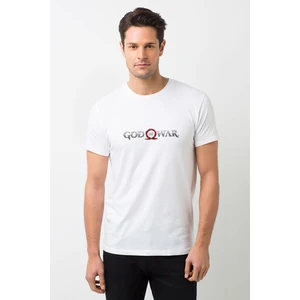 God Of War Baskılı Beyaz Erkek Örme Tshirt