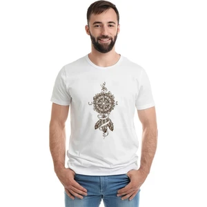 Dreamcatcher Pusula Baskılı Beyaz Erkek Örme Tshirt