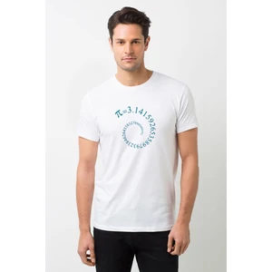 14 Mart Dünya Pi Günü Baskılı Beyaz Erkek Örme Tshirt