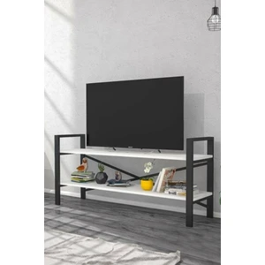 Metal Tv Sehpası Raflı Tv Ünitesi Televizyon Sehpası LCD Tv Masası Beyaz MP119