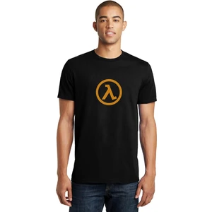 Half Life Logo Baskılı Siyah Erkek Örme Tişört
