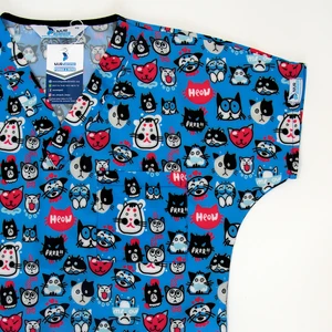 Nur  Meow Kedi Doktor Hemşire Hastane Medikal Cerrahi Tek Üst Forma