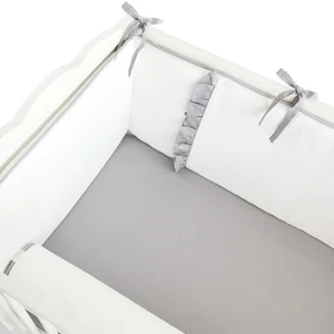 Bebek Beşik Fırfırlı Bumper/Yan Koruma Seti 60 x 120 cm Kırık Beyaz-Gri