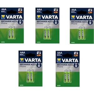 Aaa 800 Mah Recharge Accu Phone   Şarjlı Ince Kalem Pil 2 x 5'li