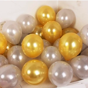 Bal10 Dünyası 12 Inç 20 Adet Metalik Gold-Beyaz Balon