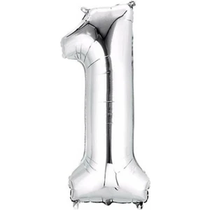Bal10 Dünyası Folyo Balon 40 Inç 100 cm 1 Rakamı Gümüş