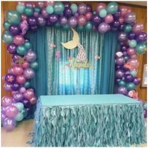Bal10 Dünyası 50 Adet 12 Inç Metalik Parti Balonu Mor-Pembe-Lila-Mavi + 5 mt Balon Zinciri