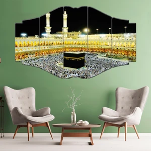 ZEVAHİR MOBİLYA DEKORASYON Zevahir 5 Parça Mdf Kabe Dini Tablo