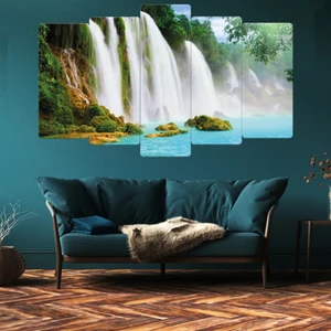 ZEVAHİR MOBİLYA DEKORASYON Zevahir 5 Parça Mdf Şelale Manzara Tablo