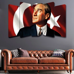 ZEVAHİR MOBİLYA DEKORASYON Zevahir 5 Parça Mdf Başöğretmen Atatürk Tablosu