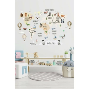 Safari Dünya Haritası Duvar Stickerı