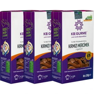 Kb Gurme Glutensiz & Vegan Kırmızı Mercimek Makarna 200 gr 3'lü