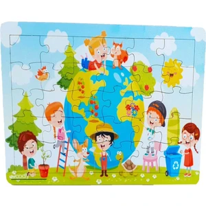 Woody Life Woodylife Dünya Çocukları 30 Ahşap Puzzle Yapboz Eğitici Çocuk Oyuncak