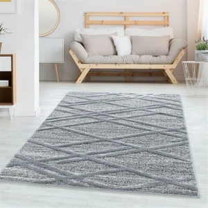 Modern Dekoratif yumuşak Bukleli kabartmalı Geometrik 3D Gri  Oturma odası Salon Halısı