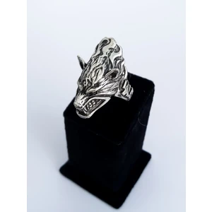 Antique Dolunay Antik Gümüş Kaplama El Yapımı Ayarlanabilir Bozkurt Yüzük