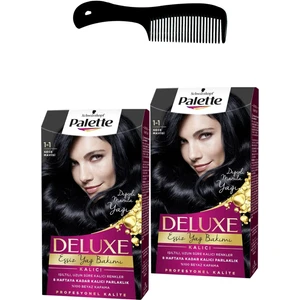 Deluxe Saç Boyası 1-1 Gece Mavisi x 2 Adet + Saç Açıcı Tarak