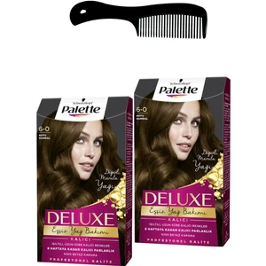 Deluxe Saç Boyası 6-0 Koyu Kumral x 2 Adet + Saç Açıcı Tarak